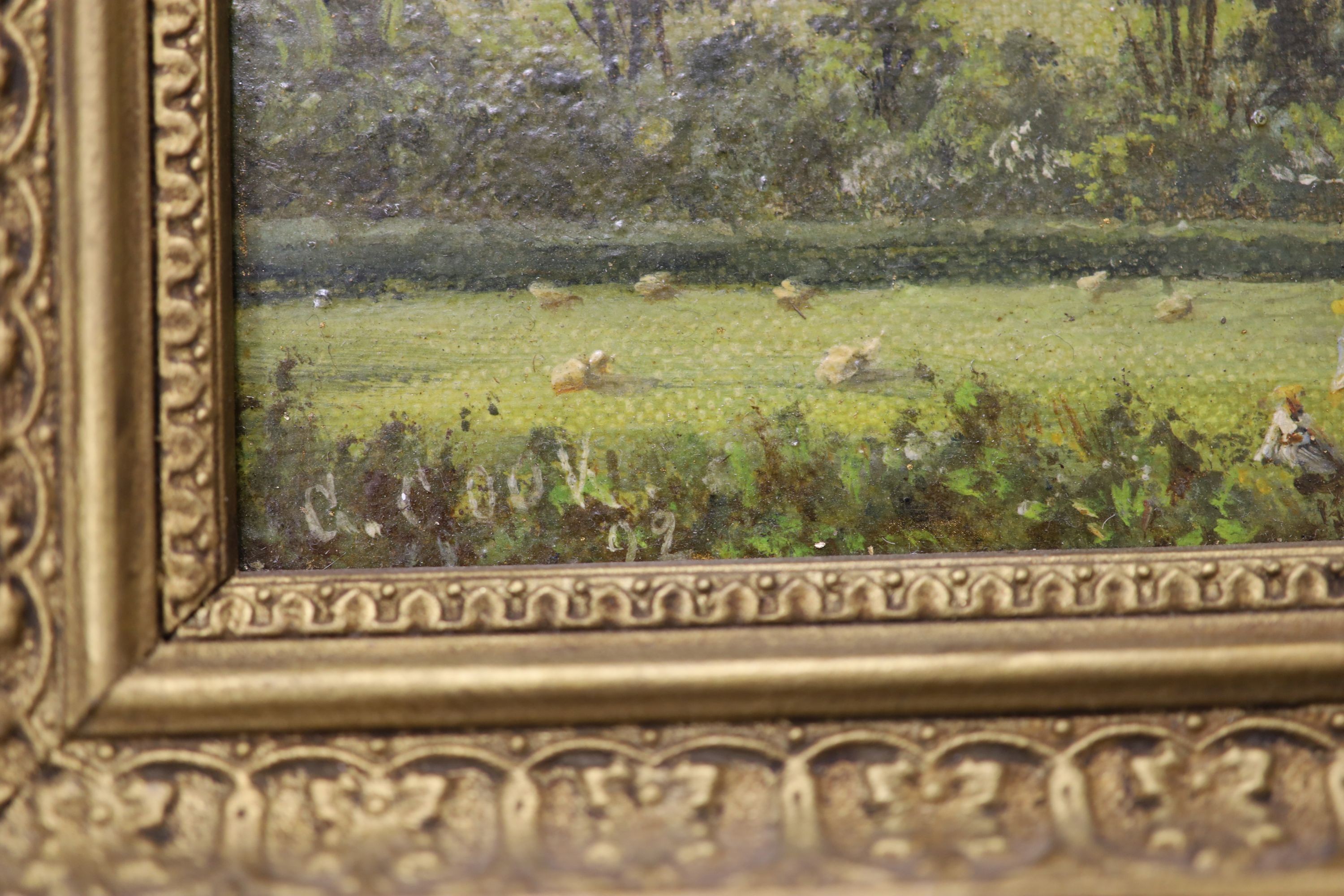 G.Cook, pair of oils on canvas, Boating on the Thames, signed, 14 x 22cm.